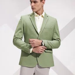 invictus Men Self Design Double Breasted Formal Blazer image 3