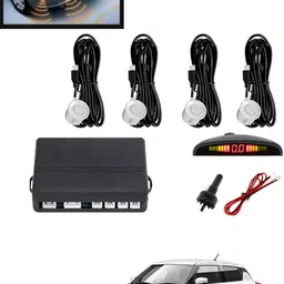 maties 4Pcs White Reverse Parking Sound Warning sensor for car Protection-258 Car Reverse Parking White 4 Sensor With LED Display/Buzzer -258 Parking Sensor-picture-47