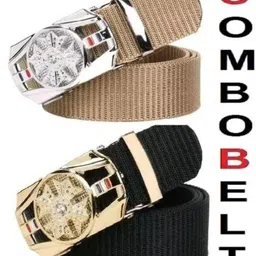 darkleatheris Men Casual, Evening, Formal, Party Black, Beige Nylon Belt image 1