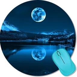 NOCKOUT Designer Round Gaming Non-Slip Rubber Base Mouse Pad for Laptop and Computer |(20 cm x 20 cm, 3D Moon) Mousepad image 4
