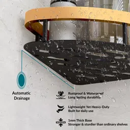 plantex Corner Shelf for Bathroom/Rack Shelf/Storage Organizer for Kitchen-(8 X 8 in) Stainless Steel, Aluminium Wall Shelf image 3