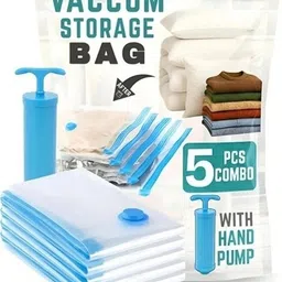 Reusable Vacuum Storage Set with Manual Pump – Clothes Bags 5 Pcs Travel Storage Vacuum Bags-image-92
