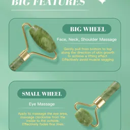 dazzleartenterprise 3D Manual Roller for Face 100% Natural Jade Stone Roller Massager With Gua Sha Tools for Face and Body Massager image 5