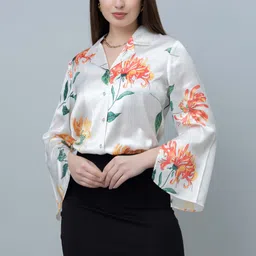 purys Women Regular Fit Floral Print Spread Collar Casual Shirt-picture-2
