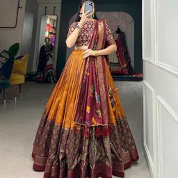 aayushyam enterprise Floral Print, Self Design Semi Stitched Lehenga Choli-picture-10