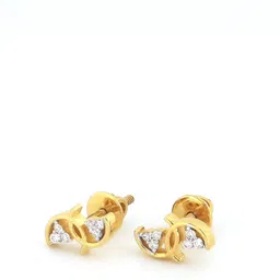 Bliss diamonds semi circles Yellow Gold 18kt Diamond Stud Earring-picture-35