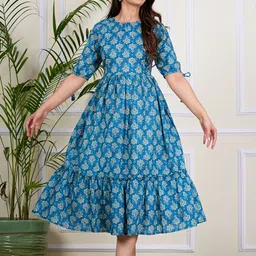 twirl tales Women A-line Blue Midi/Calf Length Dress-picture-15