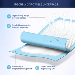 absorbia Large Size Underpads Soft and Super Absorbent 90*60 CM Adult Diapers - L image 2