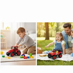 asian Rocks Jeep and Swaraj Tractor Friction Powered Toy Set with Zoo Zoo Sound image 3