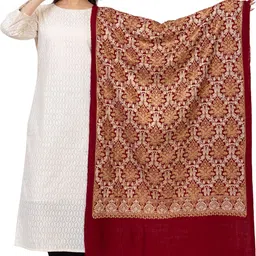 vasaba Striped Acrylic Women Maroon Stole-picture-11