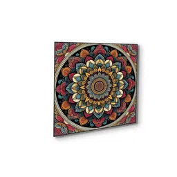 nestroots Floral Circle Canvas Set of 4 Printed Wall Painting Black Frame image 5