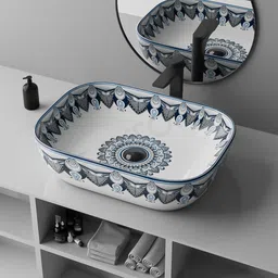 nekstone Moroccan Premium Ceramic Counter top basin (18x13x5) Glossy 1157 Table Top Basin-picture-24