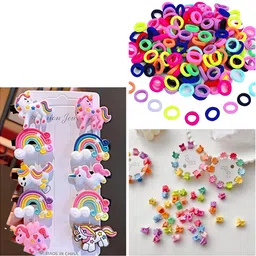 Baby Girls Hair Accessories Hair Clips,Mini Clutcher,Rubber Band (Combo) Hair Accessory Set-image-89