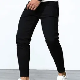 rareone Men Slim Mid Rise Black Jeans image 3