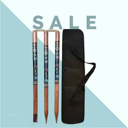 Wooden Stumps Wickets Full Size (Eucalyptus Wood)3 Pcs With Cover- (Brown)-image-72