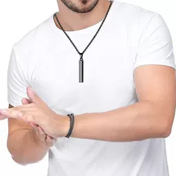 lila Vertical Bar Pendant Black Gold Silver Copper Color Design Locket Stainless Steel Pendant Set image 3