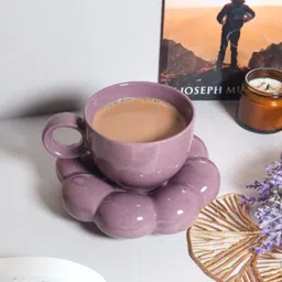 Pack of 1 Ceramic Pack of 1 Ceramic Handicrafts Bubble Cup & Dessert Plate Set – Purple-image-27