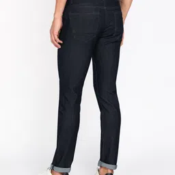 peter england Men Tapered Fit Mid Rise Dark Blue Jeans image 4