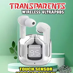 crecro Ultrapod Bluetooth Earbuds Headset Crystal Transparent Design,LED Display GR18 Smart Headphones-picture-41