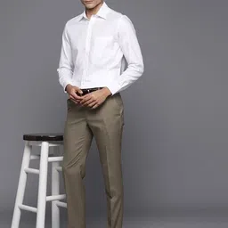 raymond Men Slim Fit Brown Polyester Trousers image 4