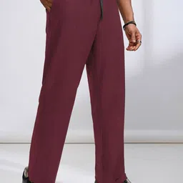 leotude Men Solid Maroon Track Pants image 4