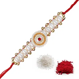 ecraftindia Designer Rakhi Assorted, Zardosi Rakhi, Greeting Card Set image 3