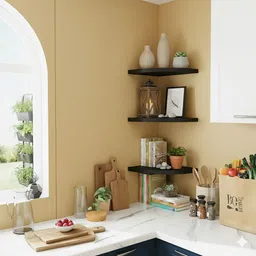 NV HANDICRAFTS MDF Black Finish 3-Tier Floating Corner Shelf MDF (Medium Density Fiber) Wall Shelf-image-28