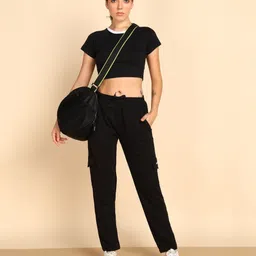 nexstep Women Solid Black Track Pants image 4