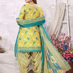 samah Unstitched Cotton Blend Salwar Suit Material Floral Print image 2