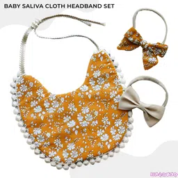 bembika Baby Feeding Bib And Bow Cotton Tableware, Ideal For Feeding Baby - Gold image 2