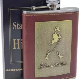 variouseye 1004 Brown Genuine Leather Wrapped Whiskey Hip Flask 8oz Alcoholic Drink Stainless Steel Hip Flask image 4