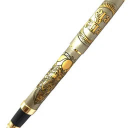 parmarth enterprises Premium Divine Series Lord Laxmi Engraved Designer Brass Metal Body Best Gift Ball Pen image 2