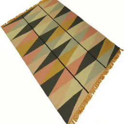 Multi Geometrical cotton 5x8 Feet Hand Woven Carpet by The Woven Legacy image 4