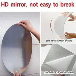 my moda Oval Shape Adhesive Mirror Sticker for Wall on Tiles Bathroom Bathroom Mirror image 4