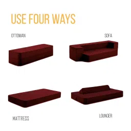 usha shriram Addo 14 Inch Foam (72x44) In Maroon Colour Queen Size Sofa Cum Foldable Mattress image 4