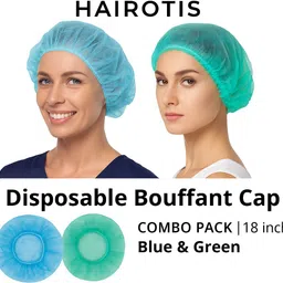 hairotis Disposable Hair Caps Combo Blue Green for Cleanroom Beauty Kitchen Cooking Hotel Catering Chef Hat image 3