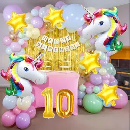 groovy dudz 10th Unicorn Theme Birthday Decoration Combo Kit for Girls (Set of 67)-picture-27