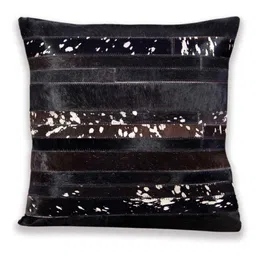 dazzhome Black and Silver Hair On Leather 16 x 16 Inches Pillow Cover image 2