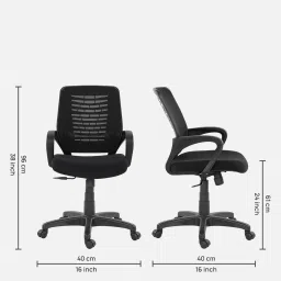 royaloak Zenith Breathable Mesh Ergonomic Chair In Black Colour image 2