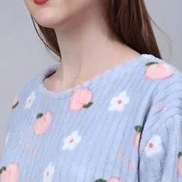 lugo Women Night Suit Set Blue Solid image 4