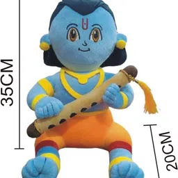 vvs toys Soft Toys for Kids Lord Krishna with Bansuri, Kanha Ji Toys Stuffed Teddy Bear - 35 cm image 2