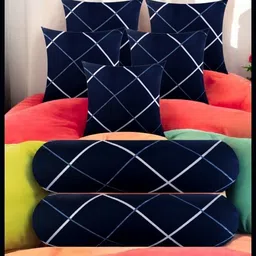 urmila creation 5 Cushion 2 Bolster Microfibre Stripes Bolster Pack of 7-picture-16