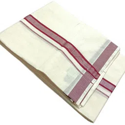 exclusive Traditional Cotton Dhoti 1/2 Colour Border In 8x4 (3.60M) & 2M Angavastram Men Men Dhoti image 2