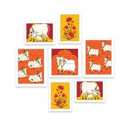 Art Street Indian Art Print Cow with Floawer Theme Wall Hanging for Home Decor image 2