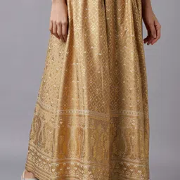 aurelia Women Printed Flared Gold Skirt image 4