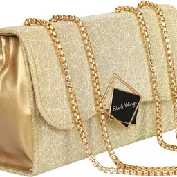 black wings Gold Women Sling Bag Cross body Chain handle Partywear Sling Bags for Girls-picture-22