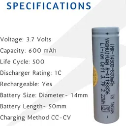 microusb high quality 14500 Rechargeable 3.7V 600mAh Li-ion Battery image 5