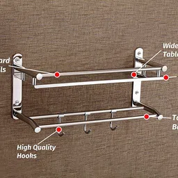 gloxy by gloxy Premium Bathroom Accessories Stainless Steel and Folding Towel Rack/Towel Hanger/Towel Stand/Holder/Towel rack Silver Towel Holder image 2