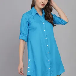 sangeeta devi Women Regular Fit Self Design Button Down Collar Casual Shirt image 3