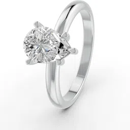 forever jewels 5Ct Pear Cut Moissanite Women 5 Prong Solitaire Ring 14K White Gold Plated Sterling Silver Moissanite Gold Plated Ring-picture-14